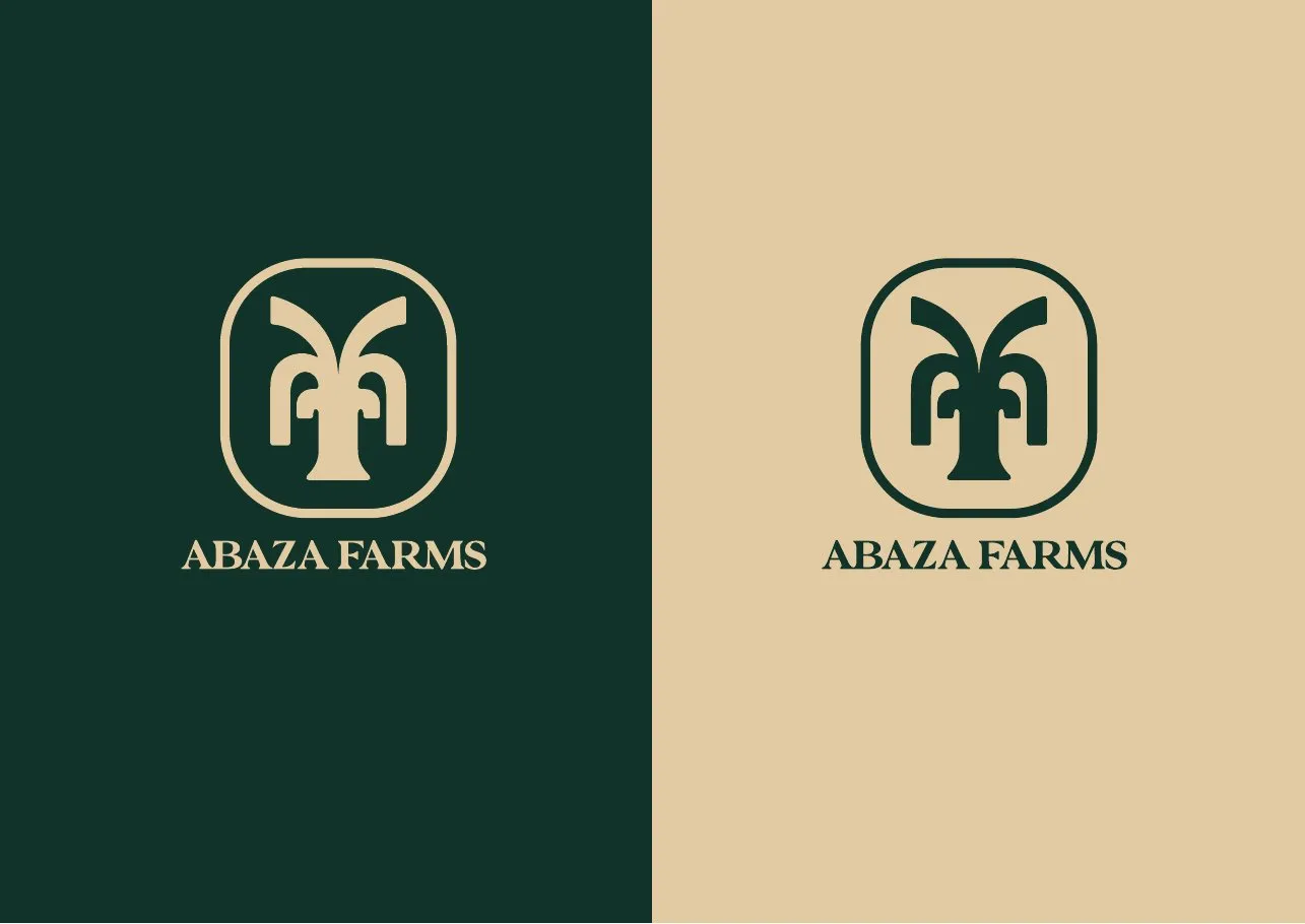 Logo on deep green and on sand