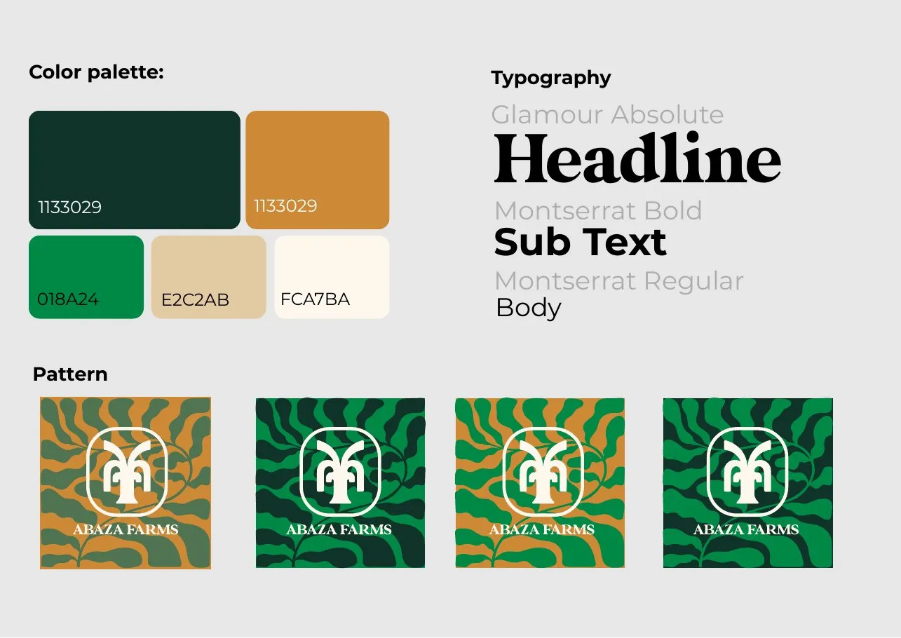 Color palette, typography and pattern tiles