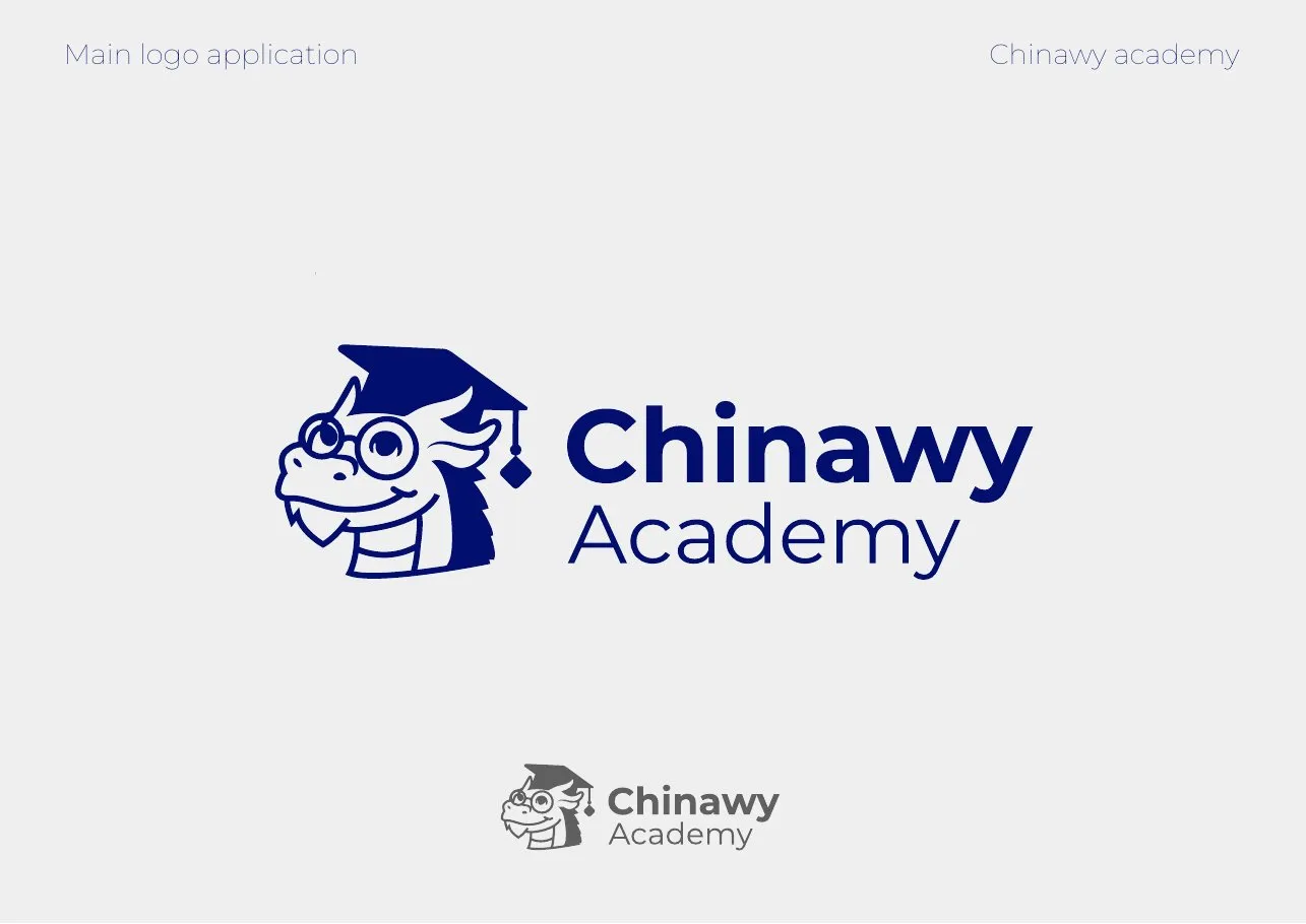 Chinawy Academy dragon mascot logo in navy
